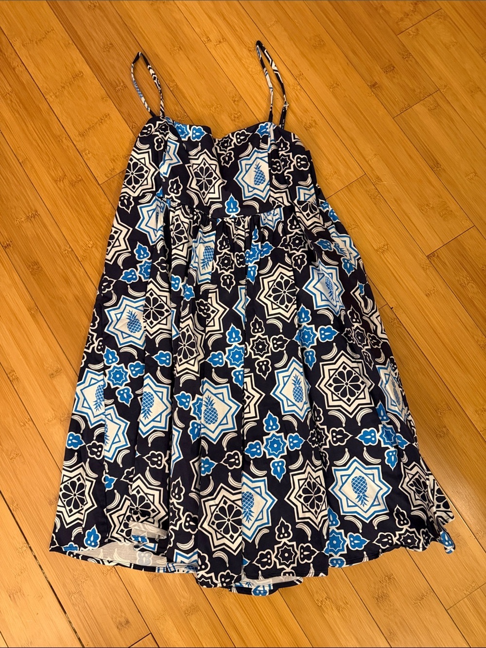 Hutch Navy and Blue Geo Floral Spaghetti-Strap Sundress